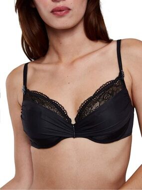 Maison Lejaby Women's Seduction Lace Everyday Bra With Blue Swarovski Crystals